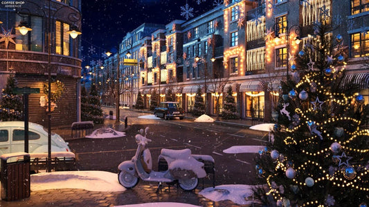 Christmas Street Lights with Relaxing Night Jazz Music