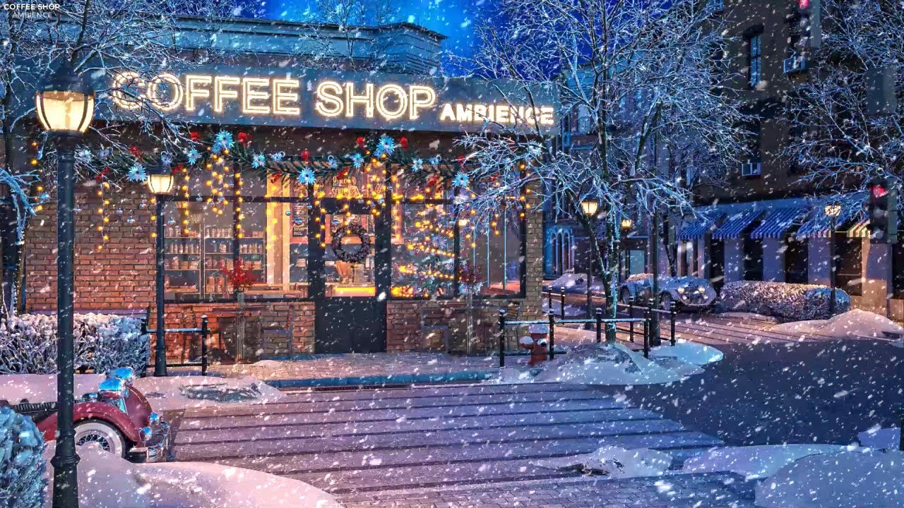 Snow Night Jazz with Winter Coffee Shop Ambience with Relaxing Jazz Music For Sleep, Work, Study