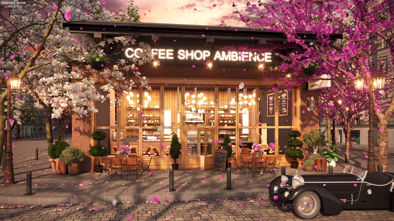 Springtime Street at Coffee Shop Ambience with Chill Jazz & beats to relax