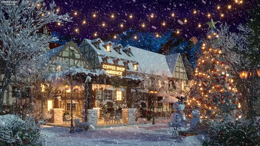 Christmas Village Lights with Relaxing Night Jazz Music