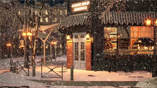 Smooth & Relaxing Jazz Music at Coffee Shop Ambience and Snow Falling