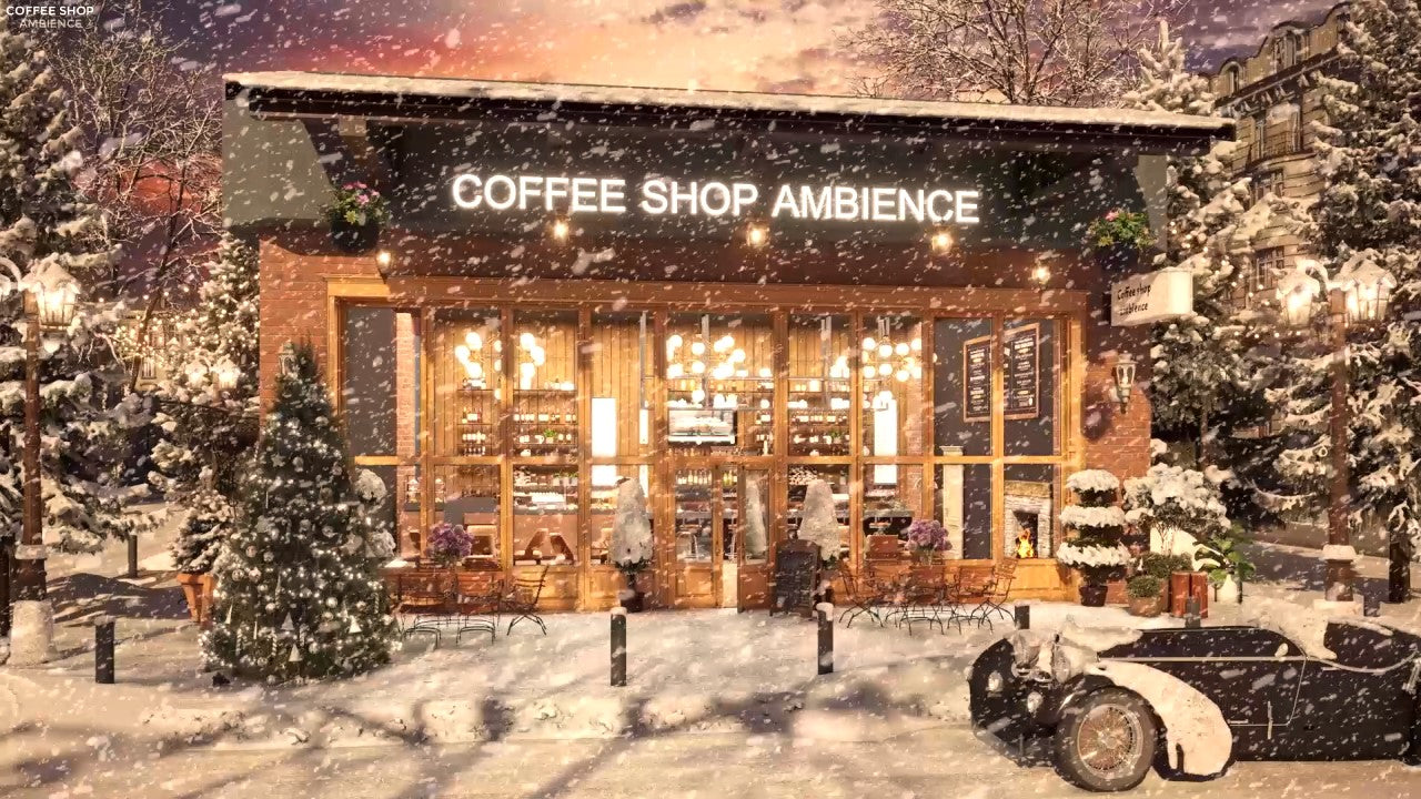 Cozy Winter Sunset at Coffee Shop Ambience with Smooth Jazz Music to RelaxStudy to
