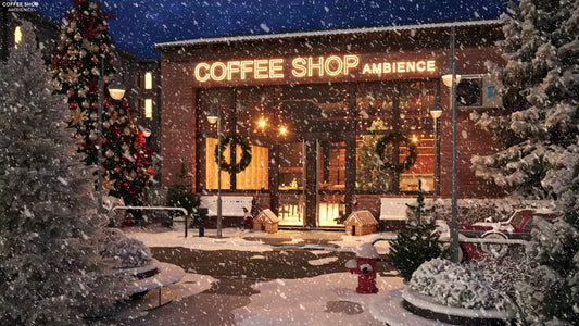 Winter Snow Night Coffee Shop Ambience with Smooth Jazz Music to Relax, Study, Work